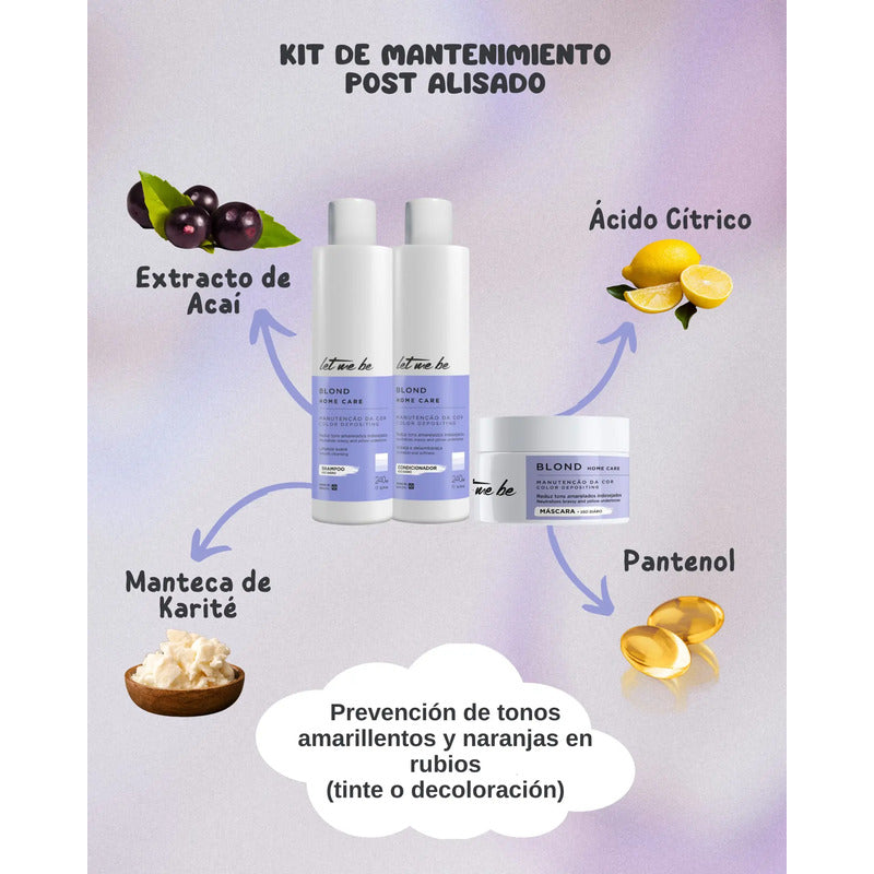 Kit Post Alisado Rubios Let Me Be Champú Acondicionador Mask