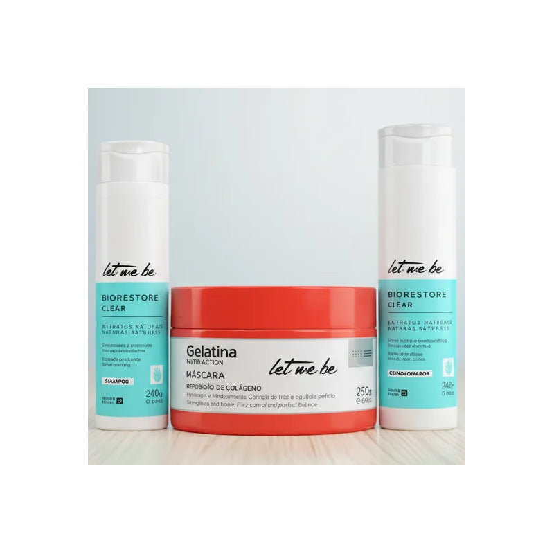 Kit Postalisado Reparador Let Me Be: 1 Champú Nutritivo + Mascarilla Hidratación Profunda + Acondicionador Suavizante