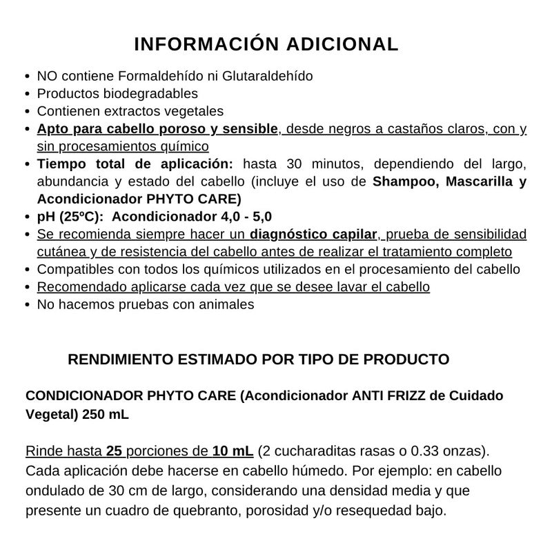 Acondicionador Post Alisado Brasileño Phyto Care 250ml