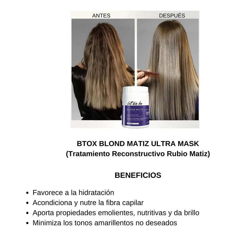 Bótox Anti Frizz Matizador Let Me Be 250g Pelo Rubio Y Canas