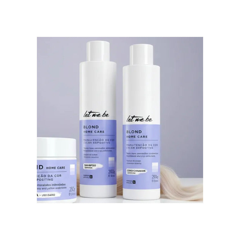 Kit Postalisado Efecto Matizador Let Me Be: Mascarilla Antifrizz + Shampoo Nutritivo + Acondicionador Hidratante