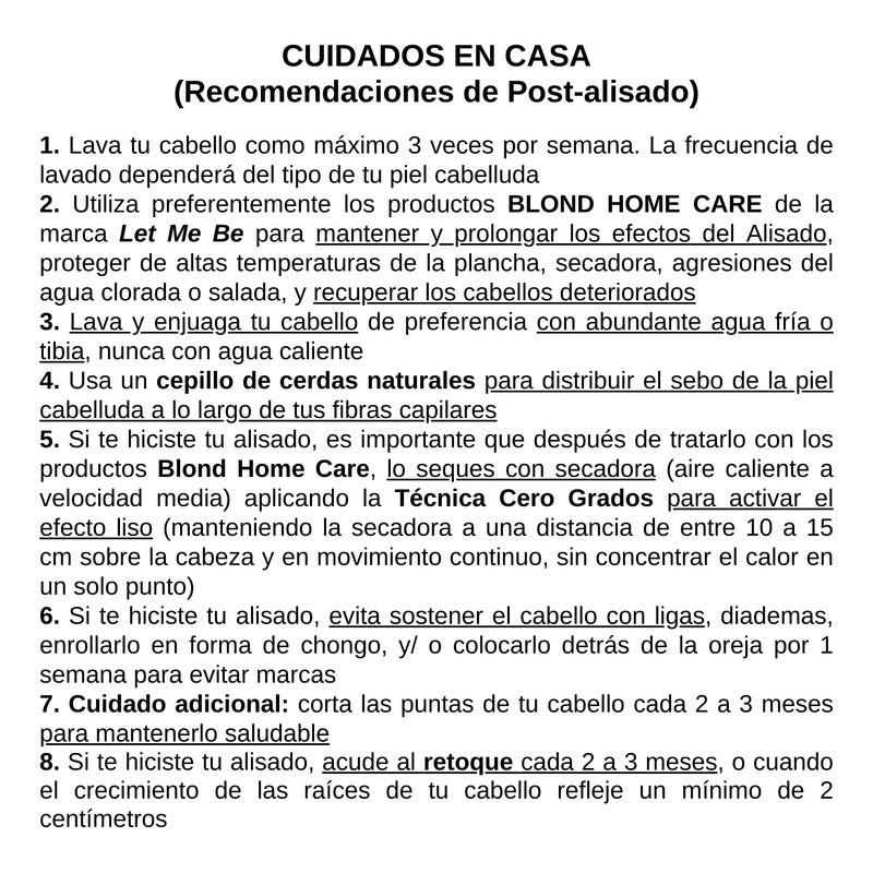 Acondicionador Post Alisado Let Me Be Matizador Rubios