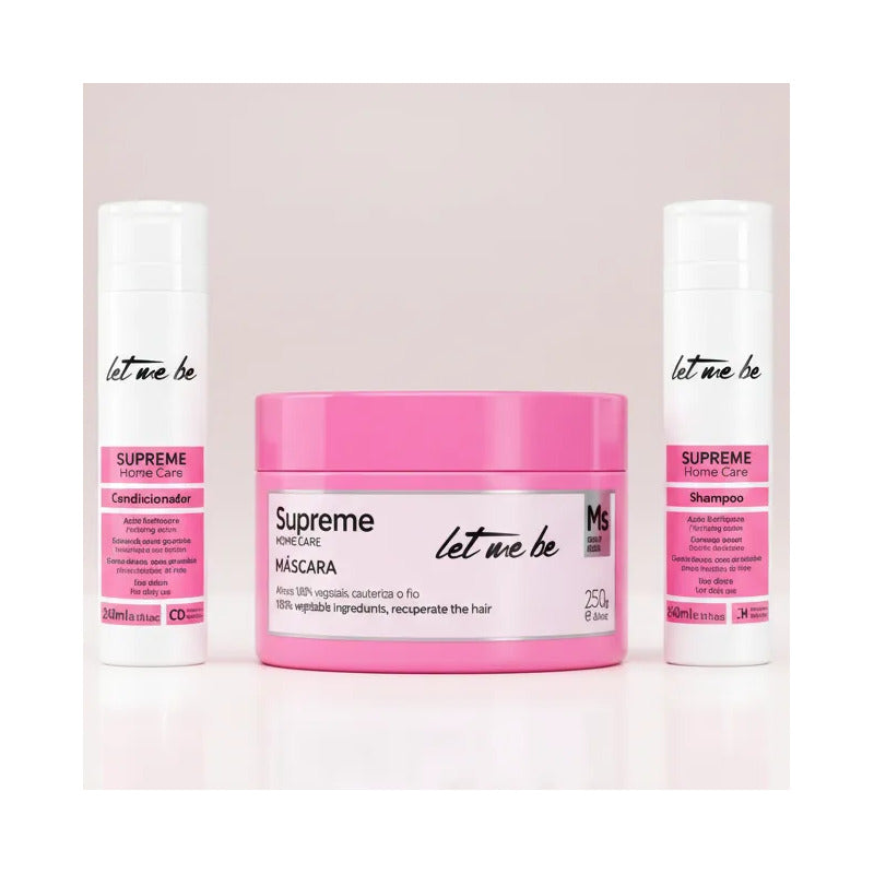 Kit Postalisado Reparador Let Me Be: Mascarilla Antifriz + Champú Prolonga Efecto Liso + Acondicionador Nutre Suaviza