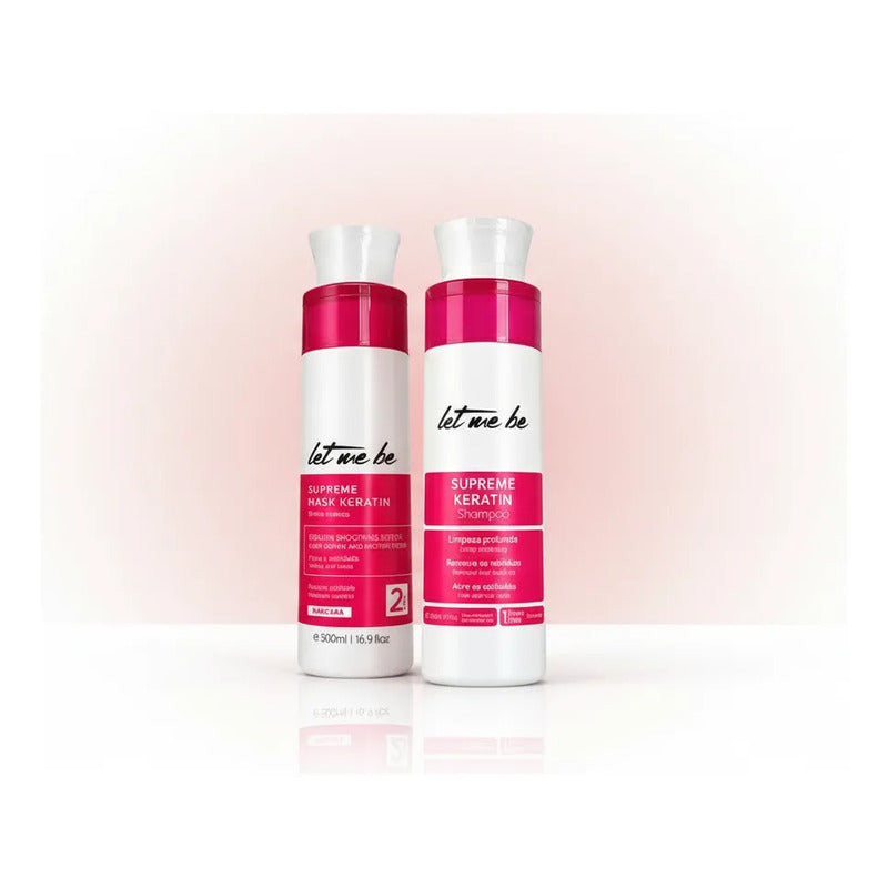 Kit Alisado Permanente Supreme Let Me Be 500ml Tratamiento Keratin Smoothing Mask + Shampoo Antirresiduos Deep Cleansing
